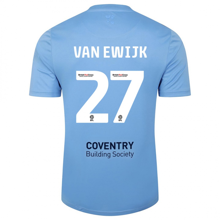 Dětské Milan Van Ewijk #27 Modrá Obloha Domů Hráčské Dresy 2023/24 Dres