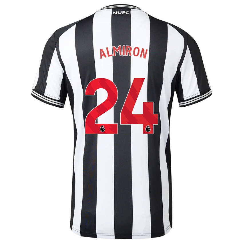 Dětské Miguel Almirón #24 Černá Bílá Domů Hráčské Dresy 2023/24 Dres