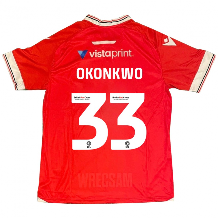 Dětské Arthur Okonkwo #33 Červené Domů Hráčské Dresy 2023/24 Dres