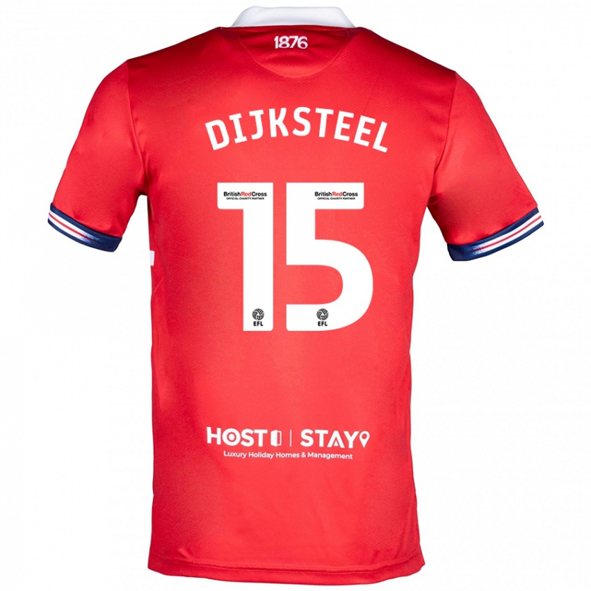 Dětské Anfernee Dijksteel #15 Červené Domů Hráčské Dresy 2023/24 Dres