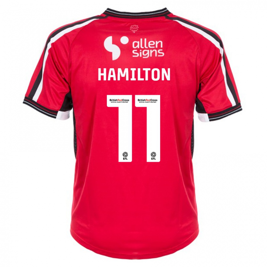 Dětské Ethan Hamilton #11 Červené Domů Hráčské Dresy 2023/24 Dres