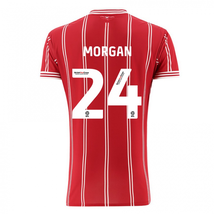 Dětské Ffion Morgan #24 Červené Domů Hráčské Dresy 2023/24 Dres