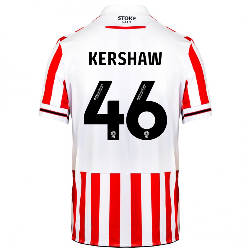 Dětské Ben Kershaw #46 Červená Bílá Domů Hráčské Dresy 2023/24 Dres