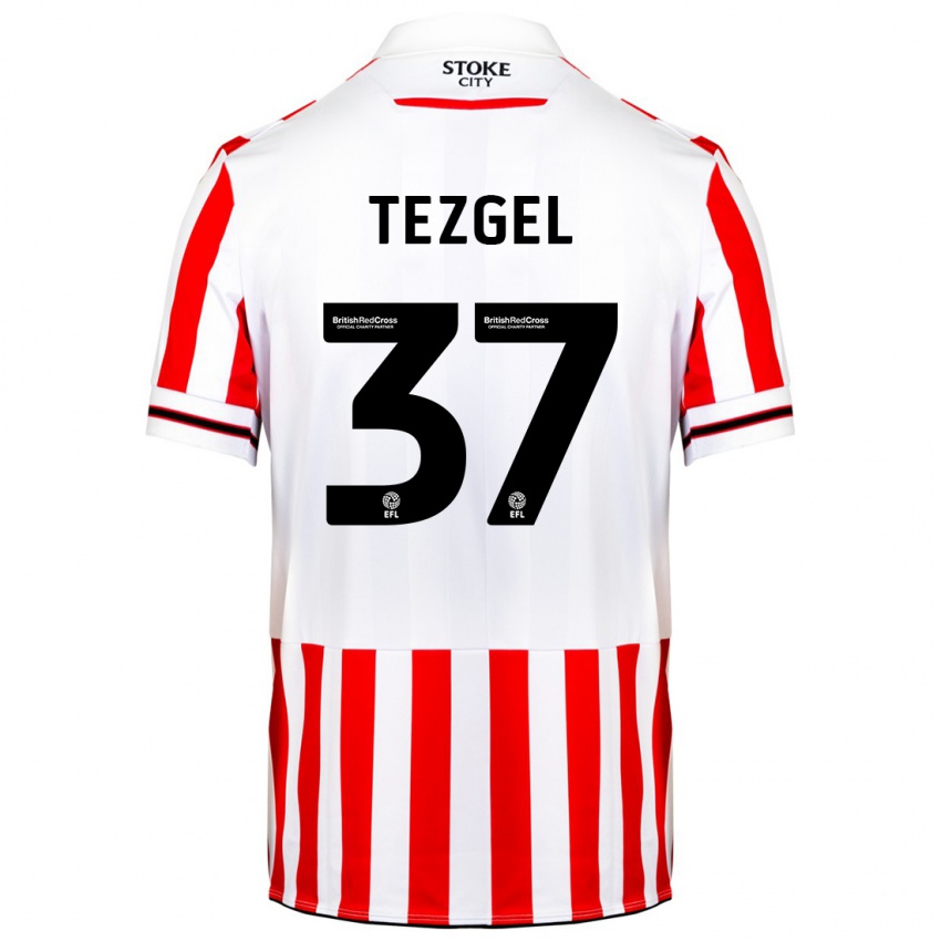 Dětské Emre Tezgel #37 Červená Bílá Domů Hráčské Dresy 2023/24 Dres