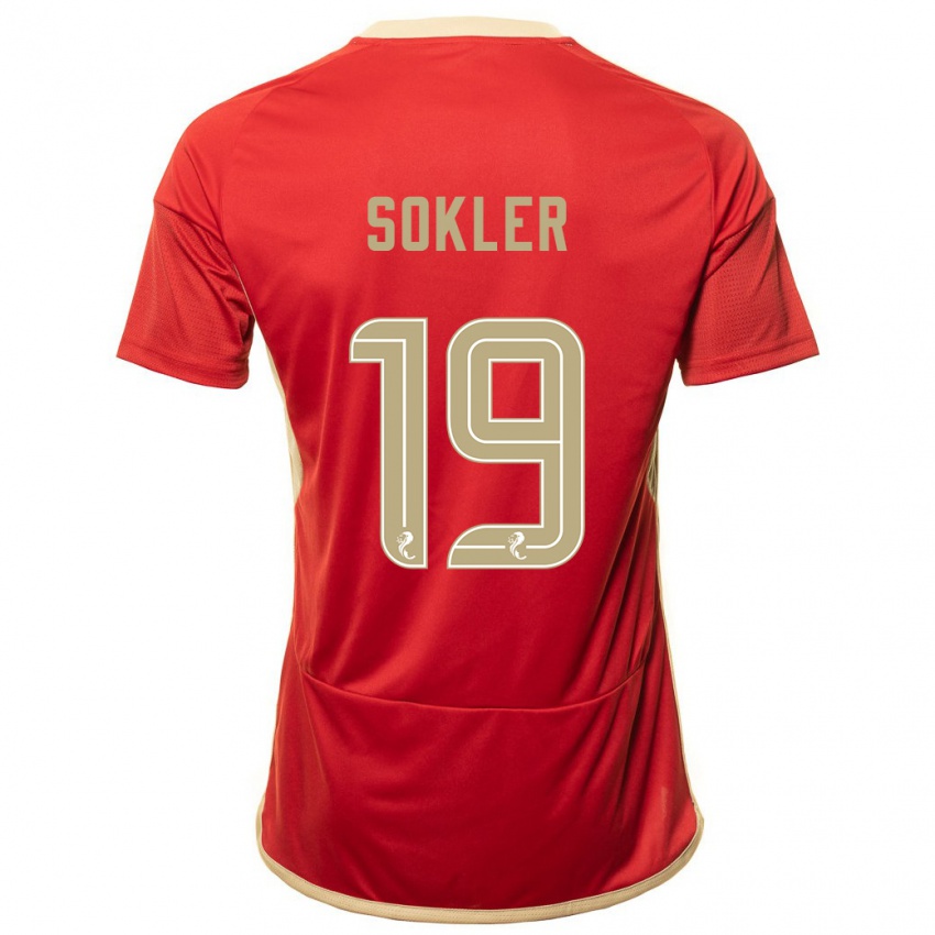 Dětské Ester Sokler #19 Červené Domů Hráčské Dresy 2023/24 Dres