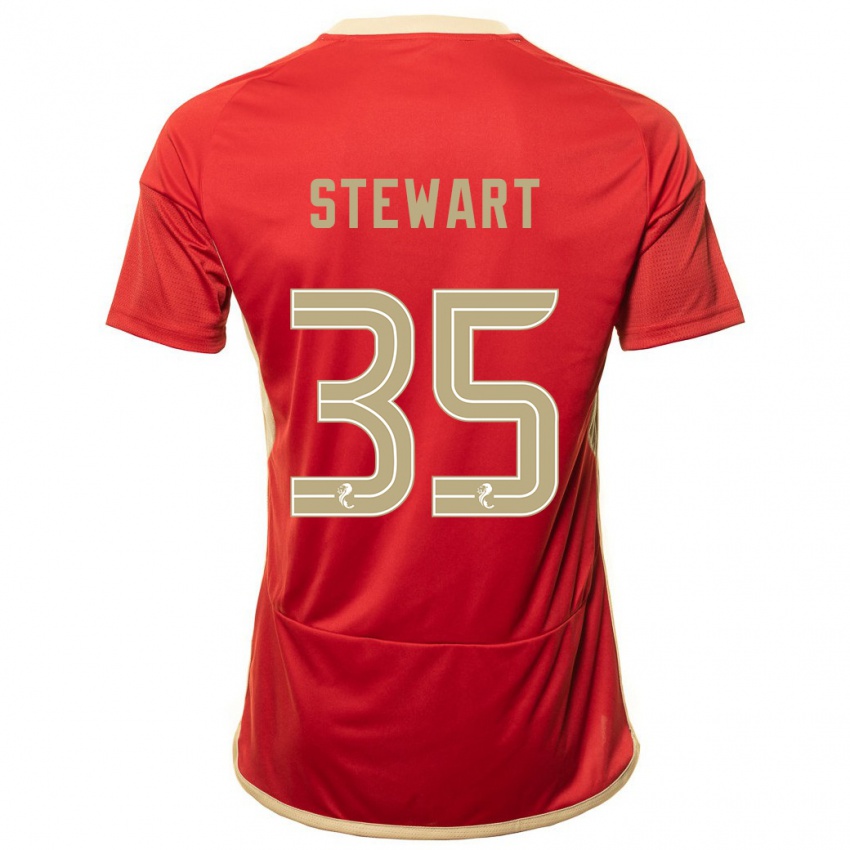 Dětské Alfie Stewart #35 Červené Domů Hráčské Dresy 2023/24 Dres