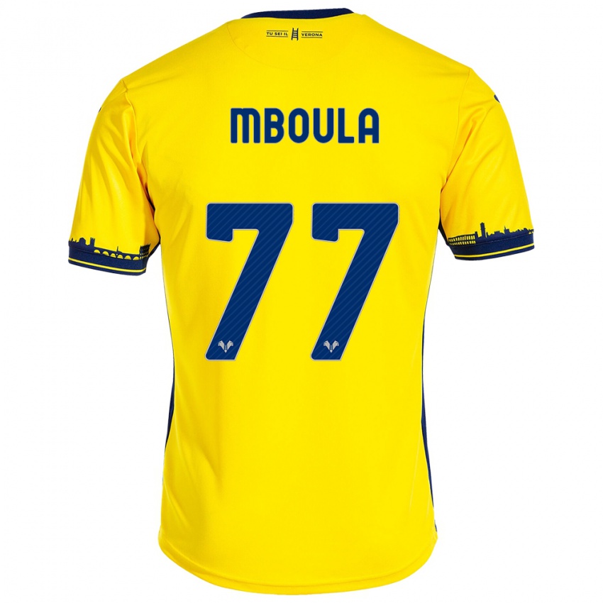 Dětské Jordi Mboula #77 Žlutá Daleko Hráčské Dresy 2023/24 Dres