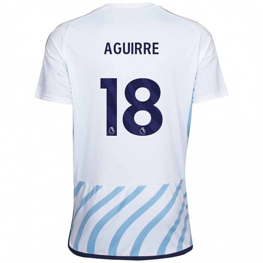 Dětské Aja Aguirre #18 Bílá Modrá Daleko Hráčské Dresy 2023/24 Dres