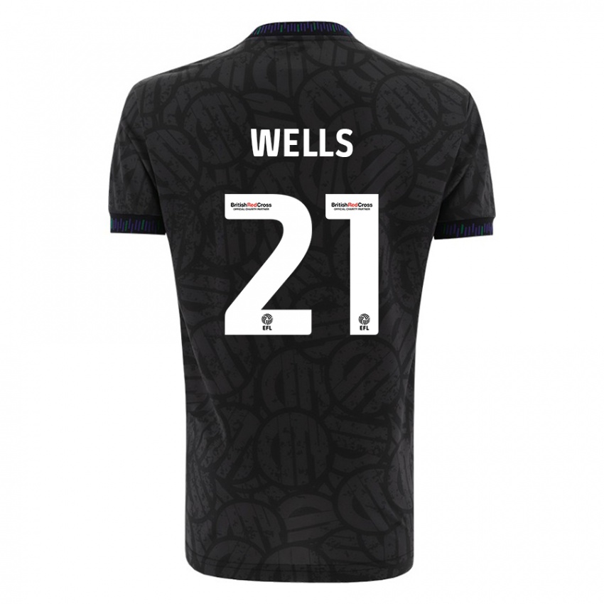 Dětské Nahki Wells #21 Černá Daleko Hráčské Dresy 2023/24 Dres