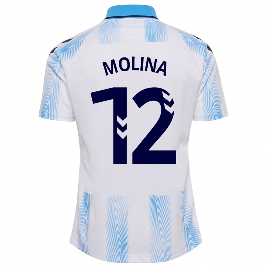 Pánské Manu Molina #12 Bílá Modrá Domů Hráčské Dresy 2023/24 Dres