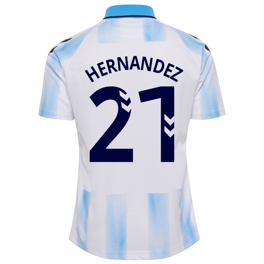 Pánské Juan Hernández #21 Bílá Modrá Domů Hráčské Dresy 2023/24 Dres