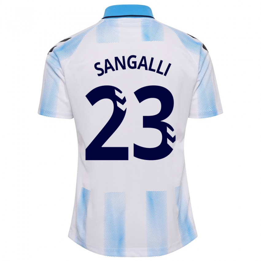 Pánské Luca Sangalli #23 Bílá Modrá Domů Hráčské Dresy 2023/24 Dres