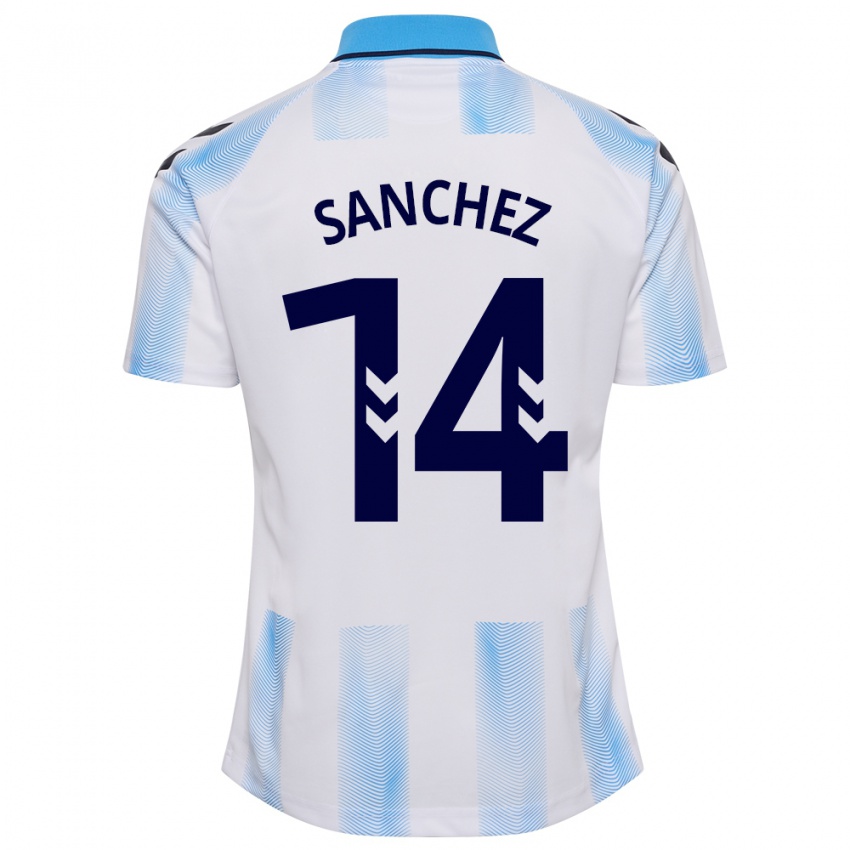 Pánské Rubén Sánchez #14 Bílá Modrá Domů Hráčské Dresy 2023/24 Dres