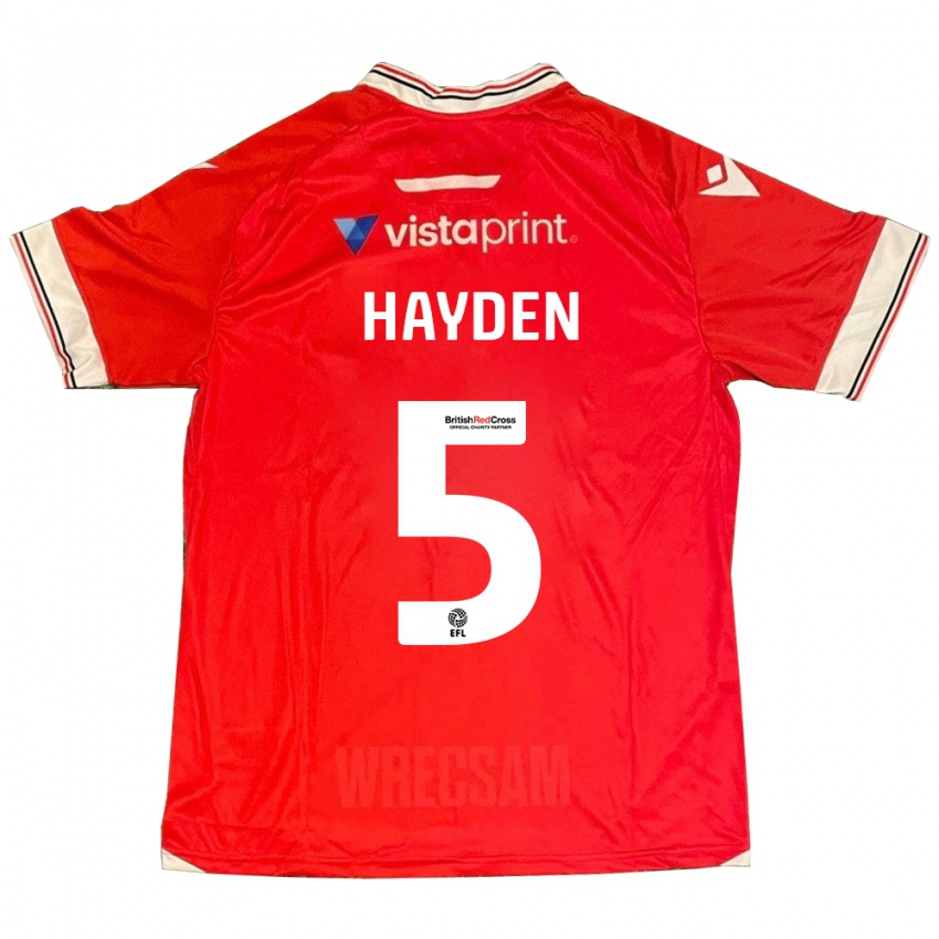 Pánské Aaron Hayden #5 Červené Domů Hráčské Dresy 2023/24 Dres