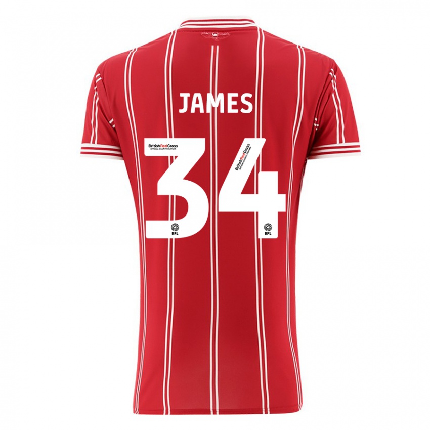 Pánské Joseph James #34 Červené Domů Hráčské Dresy 2023/24 Dres