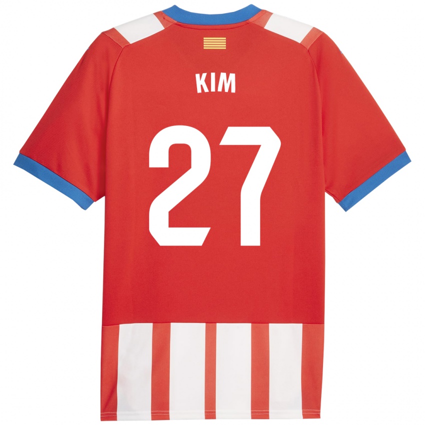 Dámské Min-Su Kim #27 Červená Bílá Domů Hráčské Dresy 2023/24 Dres