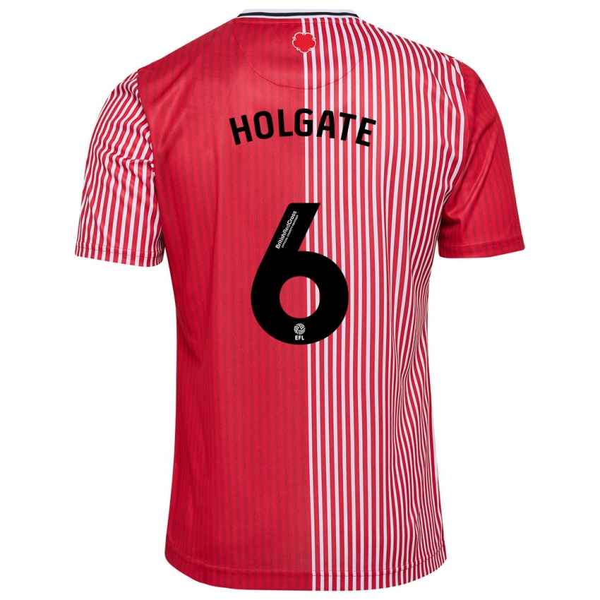 Dámské Mason Holgate #6 Červené Domů Hráčské Dresy 2023/24 Dres