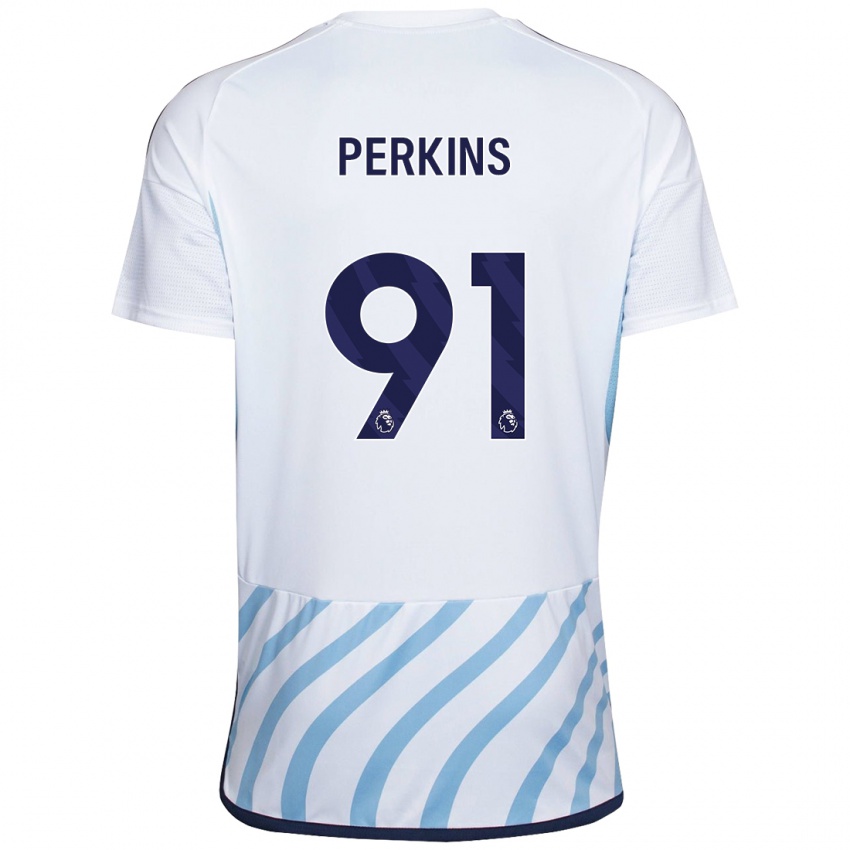 Dámské Jack Perkins #91 Bílá Modrá Daleko Hráčské Dresy 2023/24 Dres