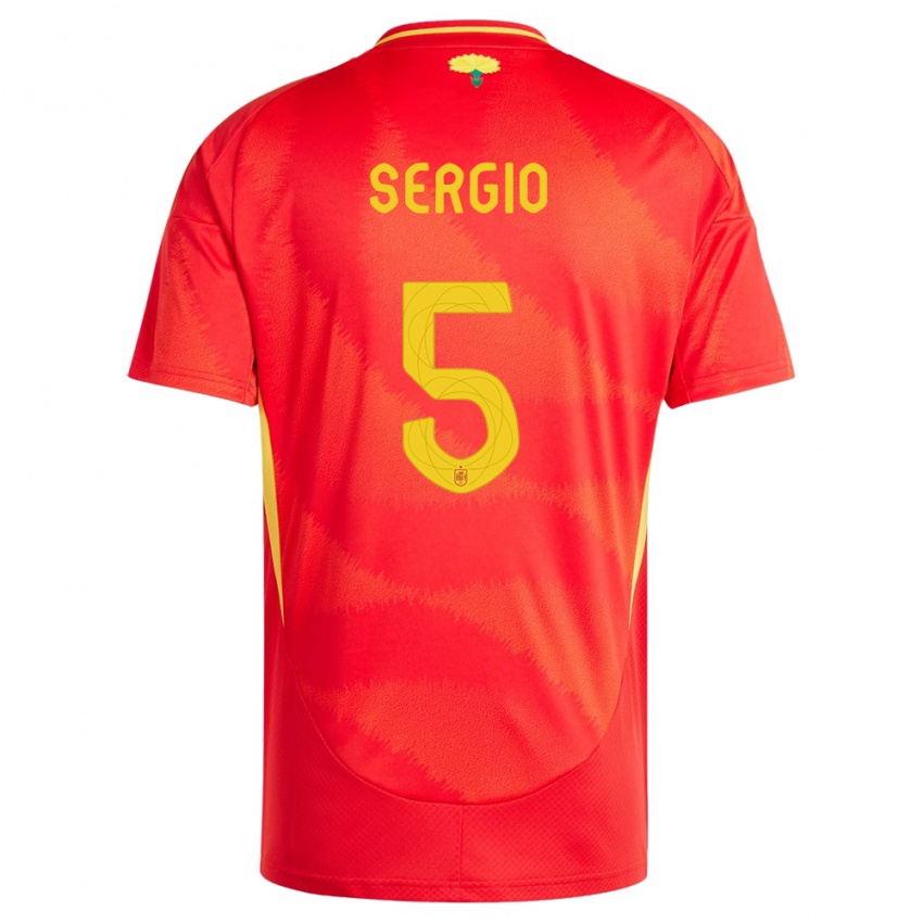 Dětské Španělsko Sergio Busquets #5 Červené Domů Hráčské Dresy 24-26 Dres