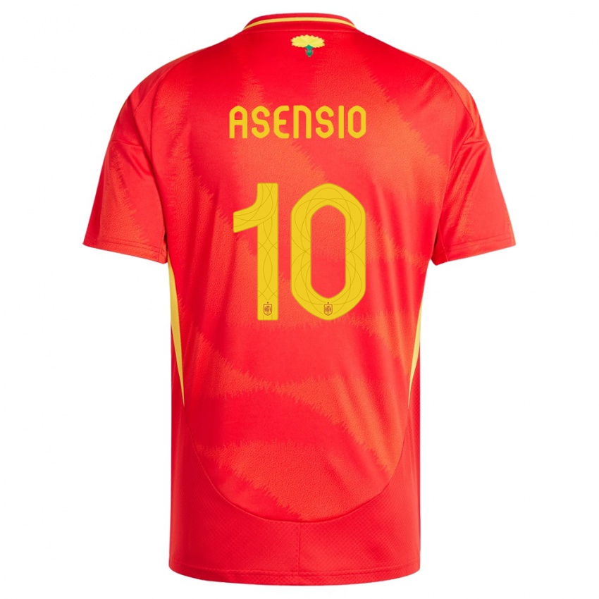 Dětské Španělsko Marco Asensio #10 Červené Domů Hráčské Dresy 24-26 Dres