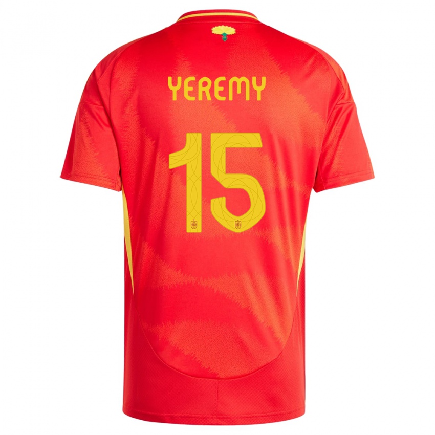 Dětské Španělsko Yeremy Pino #15 Červené Domů Hráčské Dresy 24-26 Dres