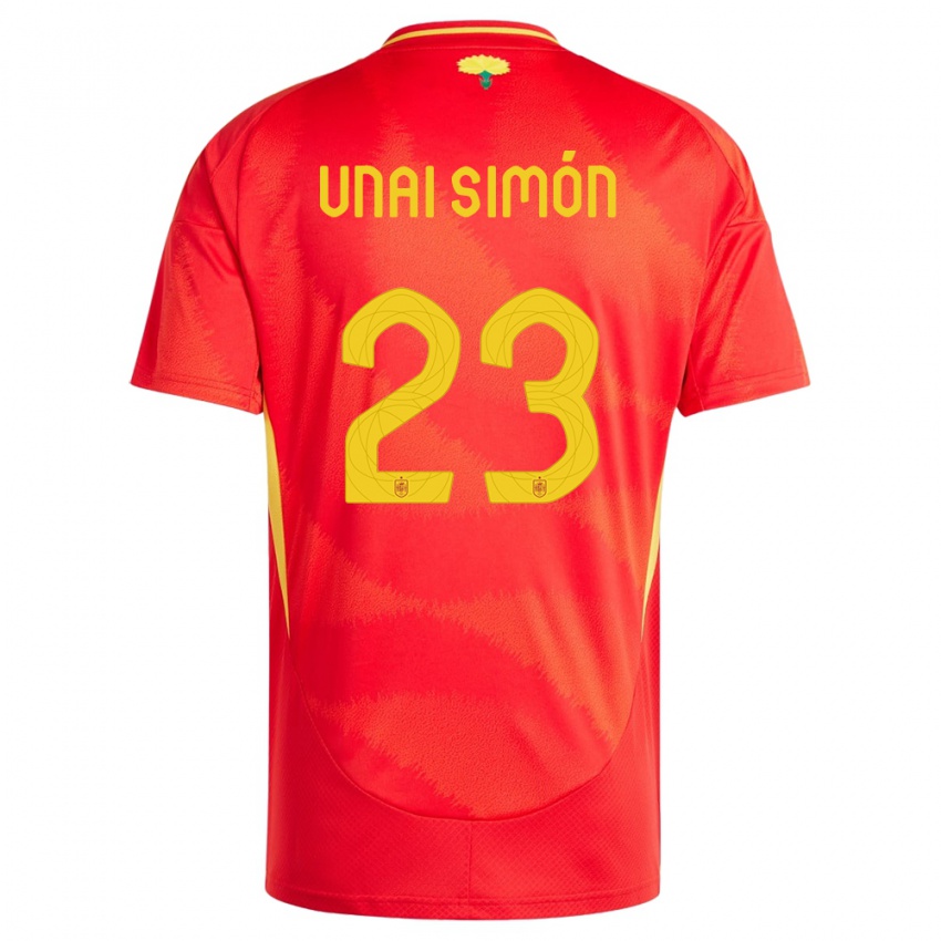 Dětské Španělsko Unai Simon #23 Červené Domů Hráčské Dresy 24-26 Dres