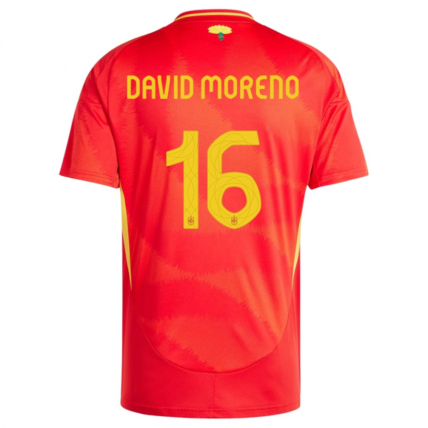 Dětské Španělsko Antonio David Moreno #16 Červené Domů Hráčské Dresy 24-26 Dres