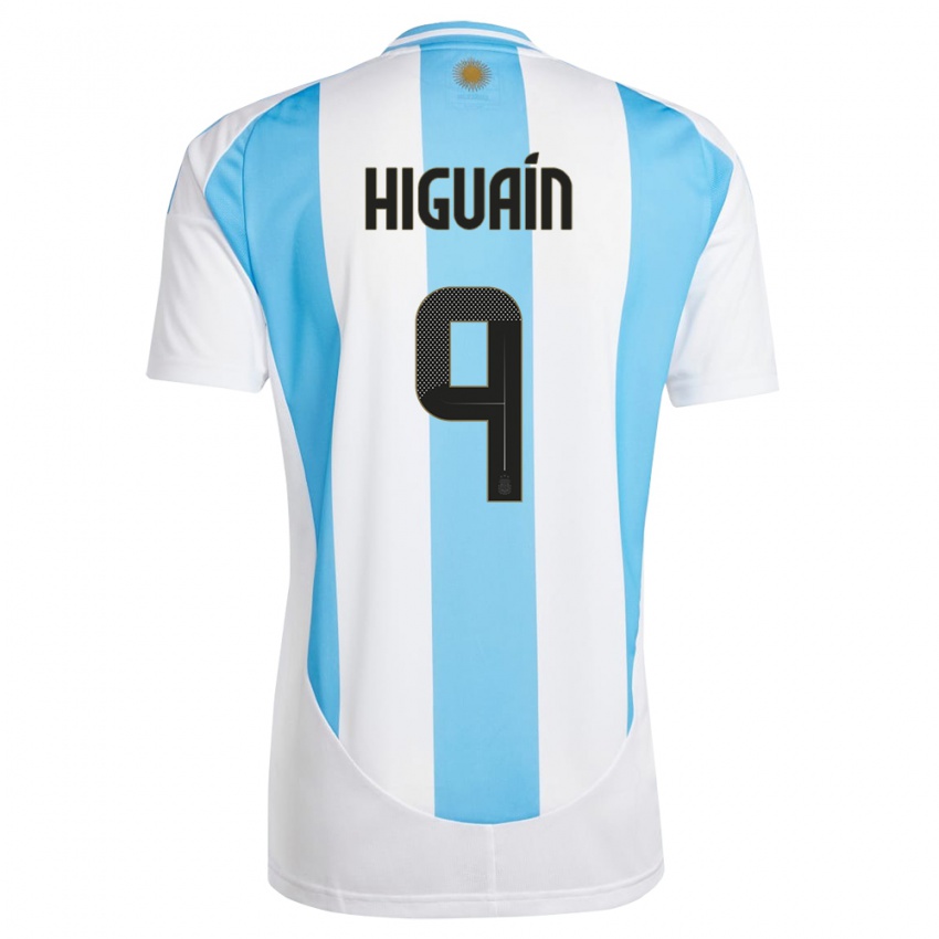 Dětské Argentina Gonzalo Higuain #9 Bílá Modrá Domů Hráčské Dresy 24-26 Dres