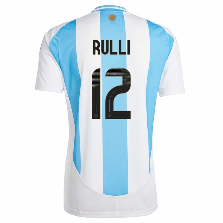 Dětské Argentina Geronimo Rulli #12 Bílá Modrá Domů Hráčské Dresy 24-26 Dres