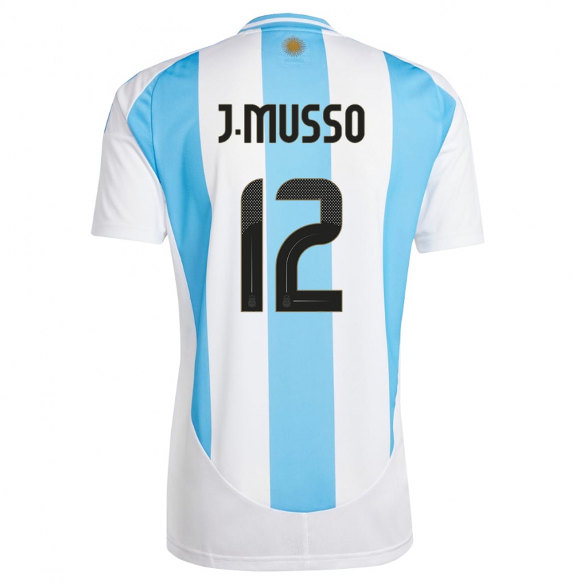 Dětské Argentina Juan Musso #12 Bílá Modrá Domů Hráčské Dresy 24-26 Dres