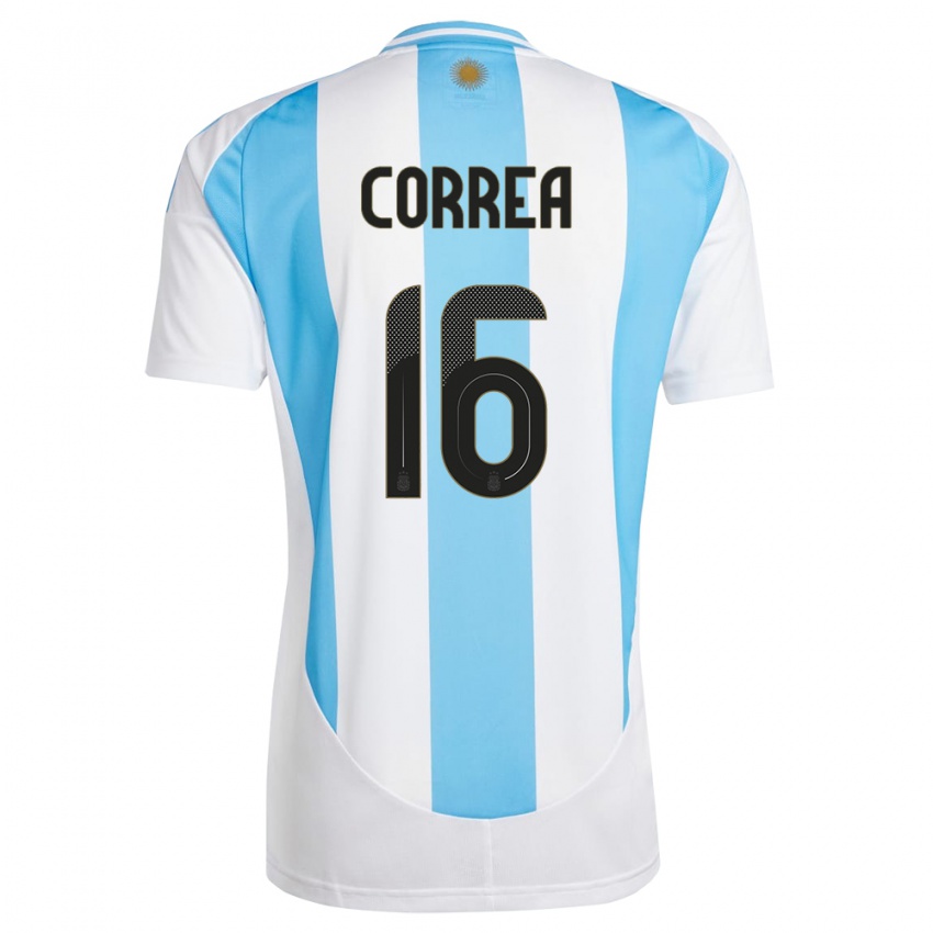 Dětské Argentina Angel Correa #16 Bílá Modrá Domů Hráčské Dresy 24-26 Dres