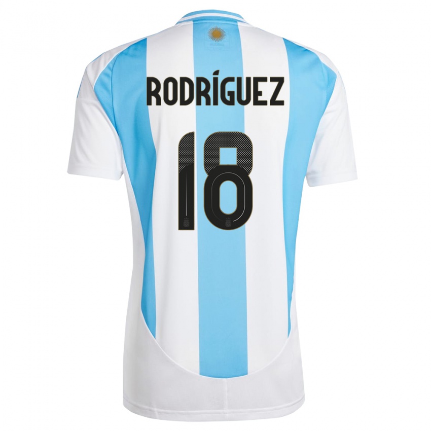 Dětské Argentina Guido Rodriguez #18 Bílá Modrá Domů Hráčské Dresy 24-26 Dres