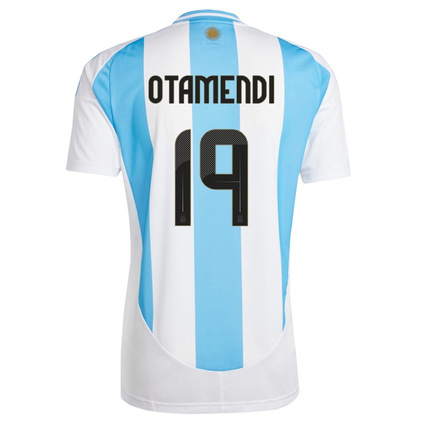 Dětské Argentina Nicolas Otamendi #19 Bílá Modrá Domů Hráčské Dresy 24-26 Dres