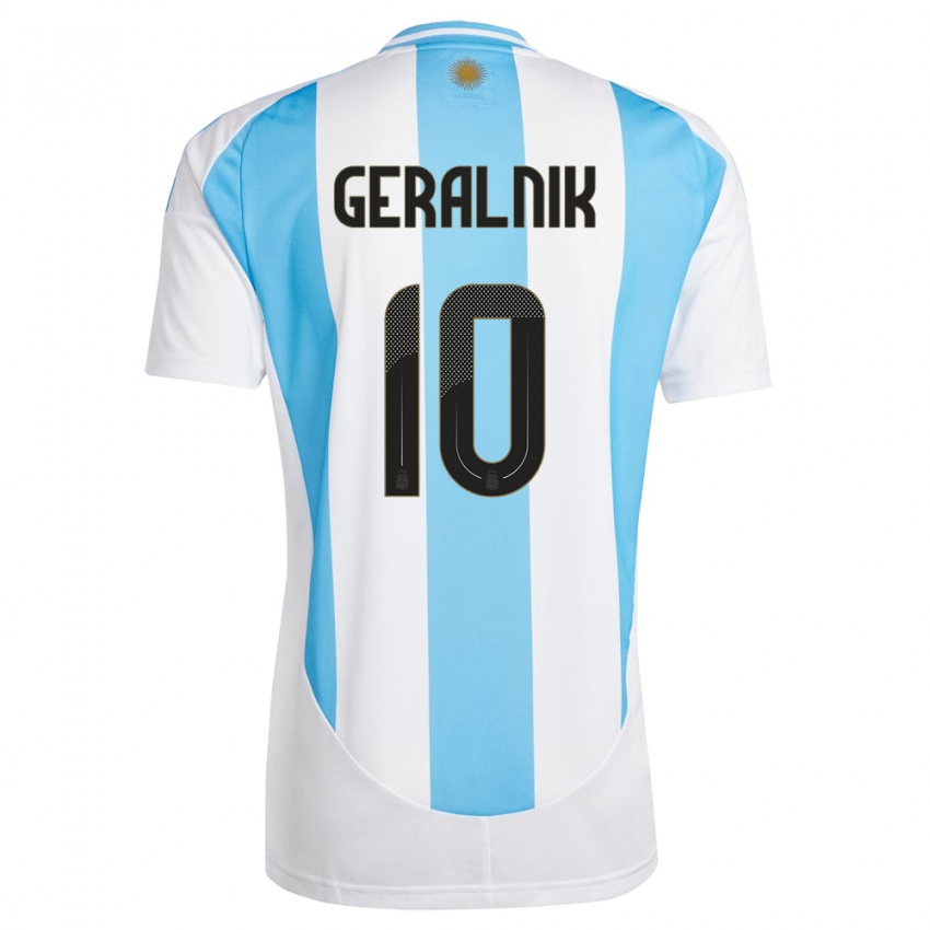 Dětské Argentina Tiago Geralnik #10 Bílá Modrá Domů Hráčské Dresy 24-26 Dres