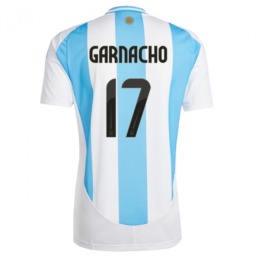 Dětské Argentina Alejandro Garnacho #17 Bílá Modrá Domů Hráčské Dresy 24-26 Dres