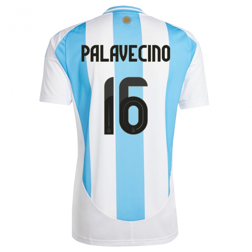 Dětské Argentina Nicolas Palavecino #16 Bílá Modrá Domů Hráčské Dresy 24-26 Dres