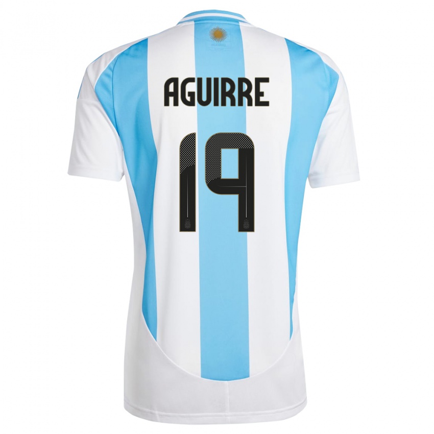 Dětské Argentina Brian Aguirre #19 Bílá Modrá Domů Hráčské Dresy 24-26 Dres