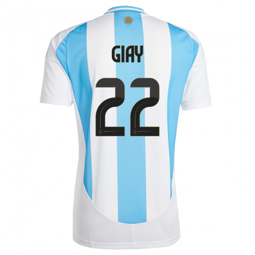 Dětské Argentina Agustin Giay #22 Bílá Modrá Domů Hráčské Dresy 24-26 Dres