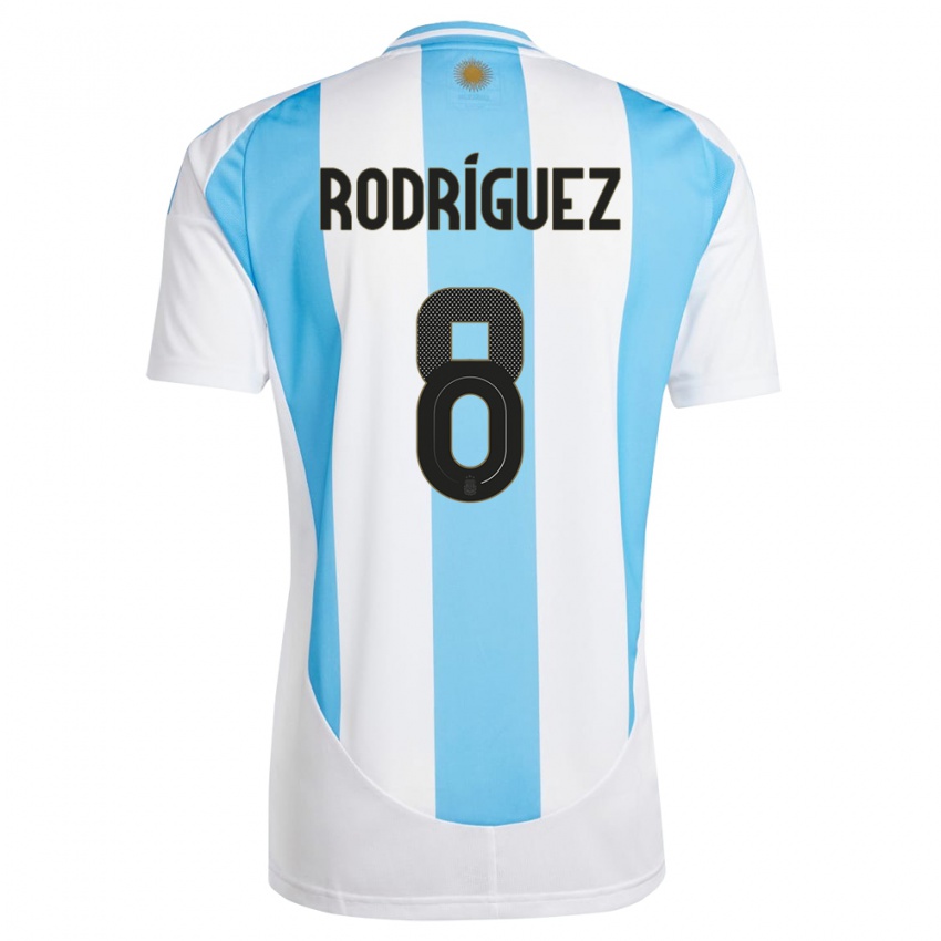 Dětské Argentina Agustin Rodriguez #8 Bílá Modrá Domů Hráčské Dresy 24-26 Dres