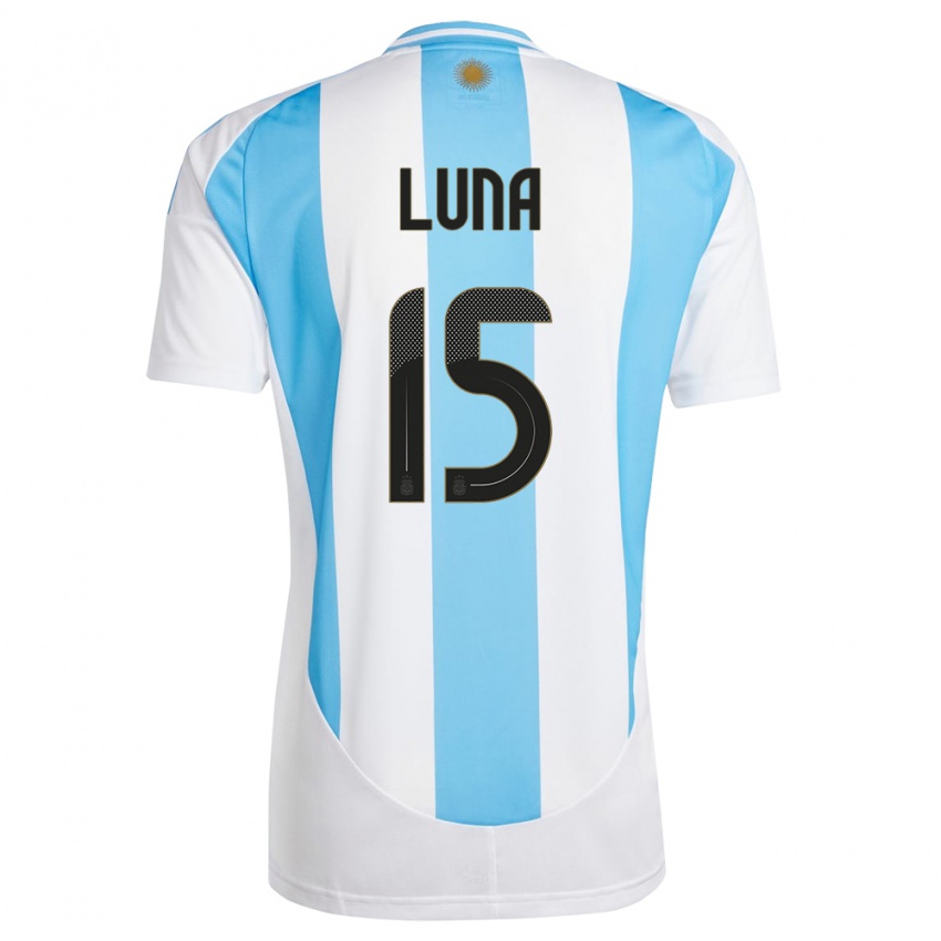 Dětské Argentina Alex Luna #15 Bílá Modrá Domů Hráčské Dresy 24-26 Dres