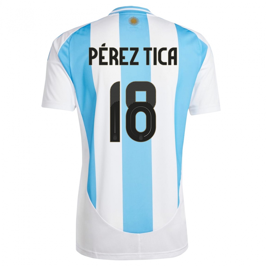 Dětské Argentina Jeremias Perez Tica #18 Bílá Modrá Domů Hráčské Dresy 24-26 Dres