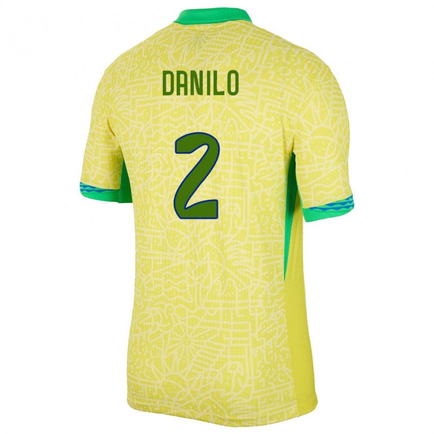 Dětské Brazílie Danilo #2 Žlutá Domů Hráčské Dresy 24-26 Dres