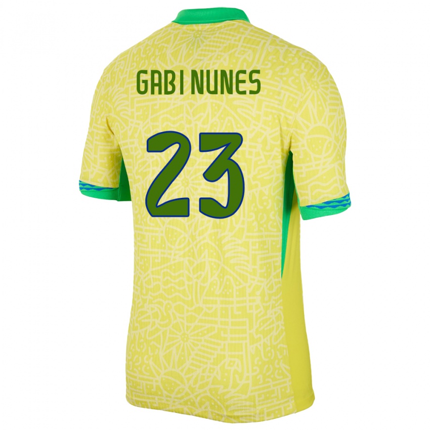 Dětské Brazílie Gabi Nunes #23 Žlutá Domů Hráčské Dresy 24-26 Dres