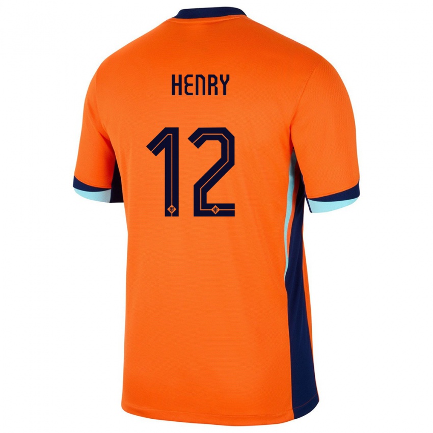 Dětské Nizozemsko Alvaro Henry #12 Oranžový Domů Hráčské Dresy 24-26 Dres