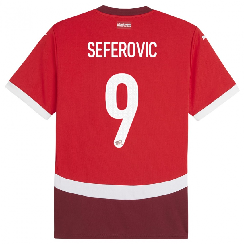 Dětské Švýcarsko Haris Seferovic #9 Červené Domů Hráčské Dresy 24-26 Dres