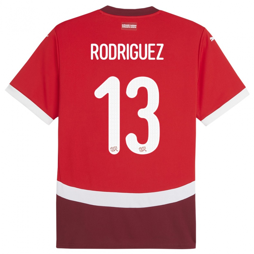 Dětské Švýcarsko Ricardo Rodriguez #13 Červené Domů Hráčské Dresy 24-26 Dres