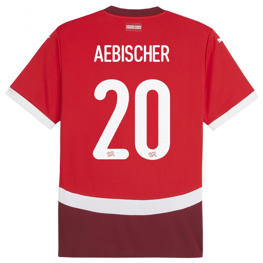 Dětské Švýcarsko Michel Aebischer #20 Červené Domů Hráčské Dresy 24-26 Dres