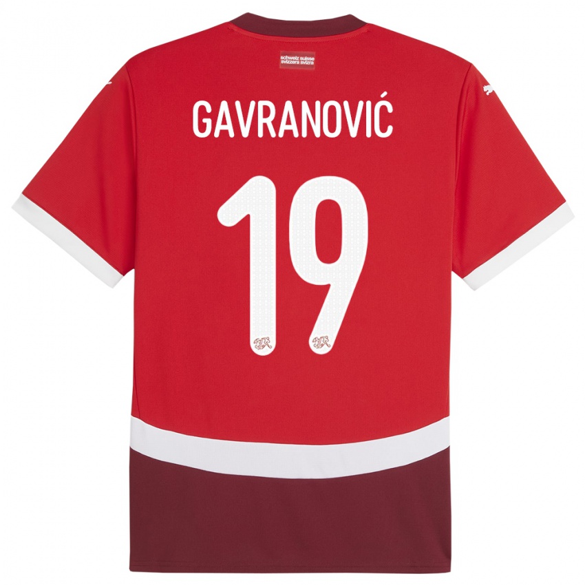 Dětské Švýcarsko Mario Gavranovic #19 Červené Domů Hráčské Dresy 24-26 Dres