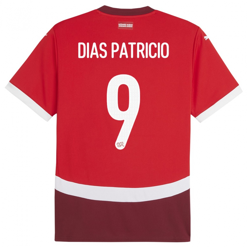 Dětské Švýcarsko Alexandre Dias Patricio #9 Červené Domů Hráčské Dresy 24-26 Dres