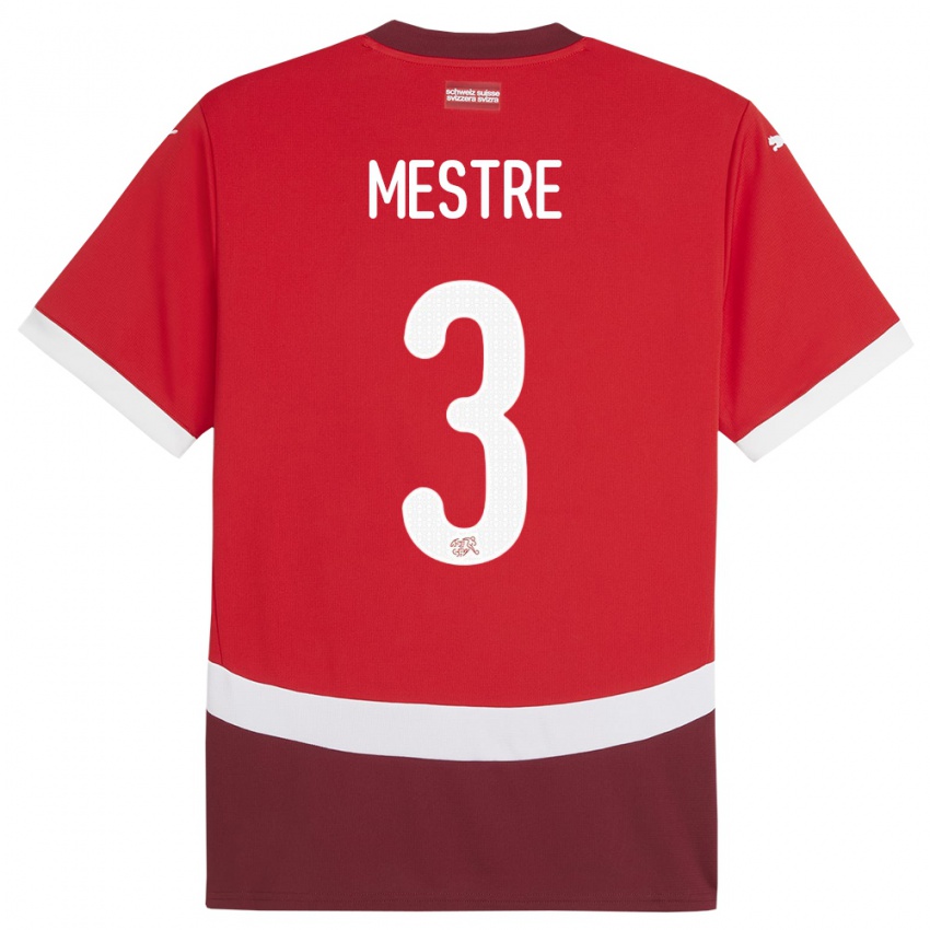 Dětské Švýcarsko Luis Mestre #3 Červené Domů Hráčské Dresy 24-26 Dres